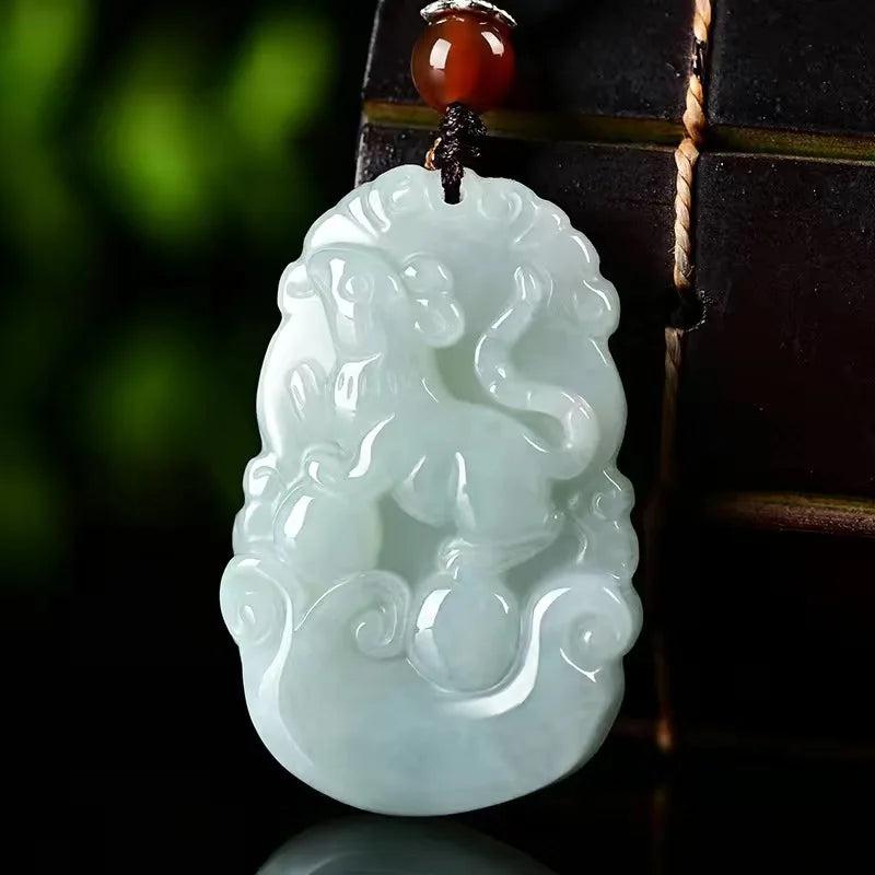Burmese Jade Chinese Zodiac Pendant Natural Jadeite Women Necklace