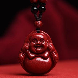Cinnabar Jade Guanyin Pendant Necklace Chinese Healing Luck Gift