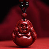 Cinnabar Jade Guanyin Pendant Necklace Chinese Healing Luck Gift