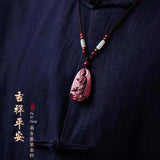Cinnabar Jade Guanyin Pendant Necklace Chinese Healing Luck Gift
