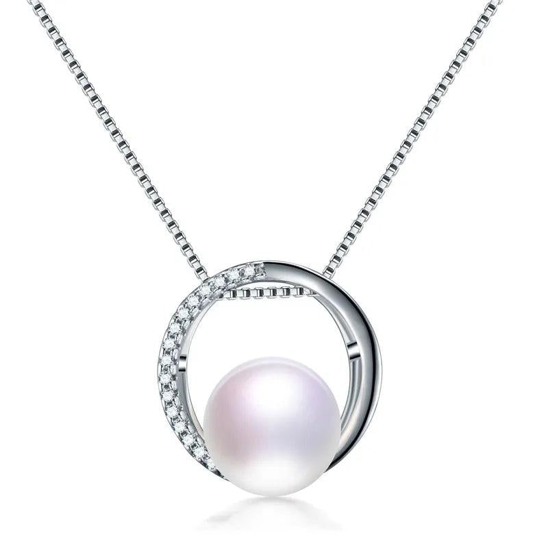 Natural Freshwater Pearl Necklace 925 Silver Pendant Jewelry