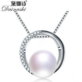 Natural Freshwater Pearl Necklace 925 Silver Pendant Jewelry