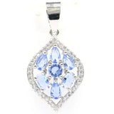 Lovely Sapphire Tanzanite CZ Silver Pendant