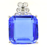 23x15mm Tanzanite CZ Silver Pendant for Women
