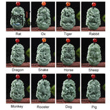 Jadeite Zodiac Pendant Charms Fine Jewelry Men Women Couple Gift