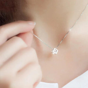 Crystal Pillar Necklace S925 Silver Violet Diamond Jewelry