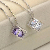 Crystal Pillar Necklace S925 Silver Violet Diamond Jewelry