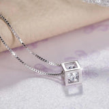 Crystal Pillar Necklace S925 Silver Violet Diamond Jewelry