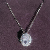 Blue&White Zircon 925 Silver Pendant Necklace Women Anniversary Gift