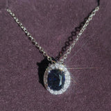 Blue&White Zircon 925 Silver Pendant Necklace Women Anniversary Gift