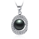 925 Silver Zircon Pendant Pearl Chain Necklace Wedding Gift