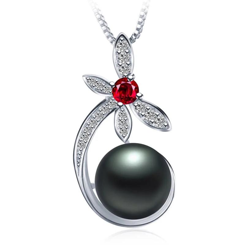 Red Zircon Dragonfly Pendant 925 Sterling Silver