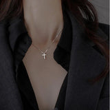 925 Sterling Silver Crystal Jesus Cross Pendant Necklace