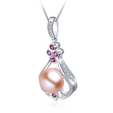 Natural Freshwater Pearl Pink Zircon Pendant 925 Sterling Silver Necklace