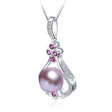Natural Freshwater Pearl Pink Zircon Pendant 925 Sterling Silver Necklace