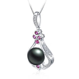 Natural Freshwater Pearl Pink Zircon Pendant 925 Sterling Silver Necklace