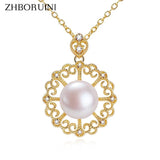 Freshwater Pearl Necklace Vintage Lace Hollowed Out Exquisite14K Plated