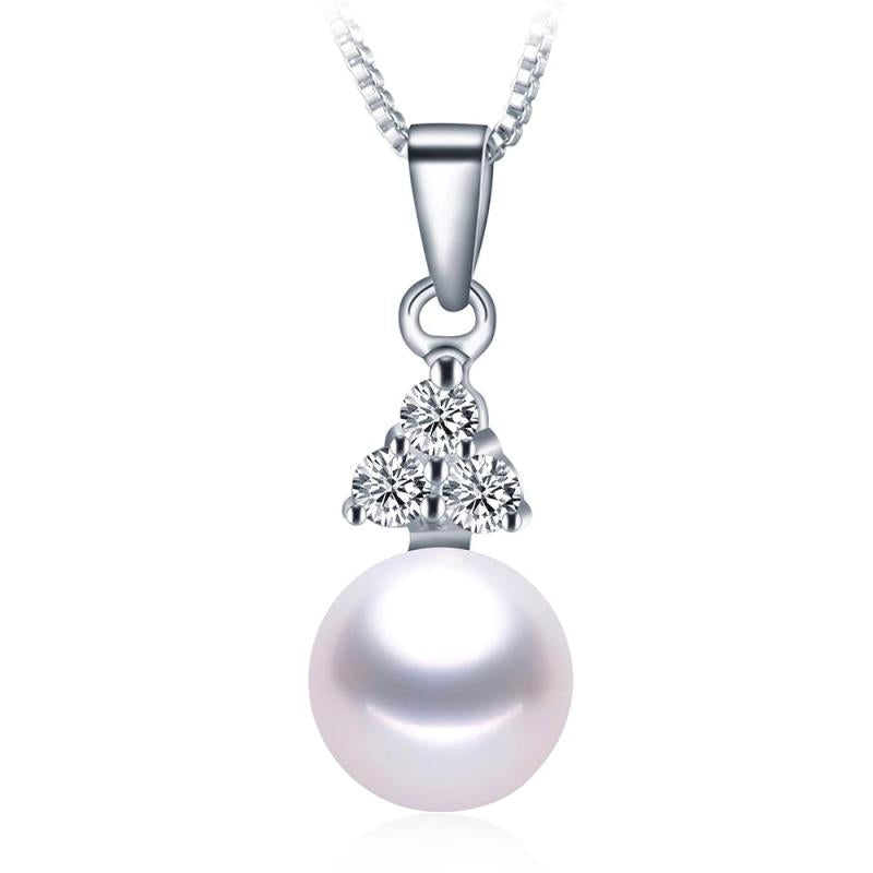 Freshwater Pearl Necklace 925 Sterling Silver Pendant Gift Box 8-9mm