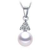 Freshwater Pearl Necklace 925 Sterling Silver Pendant Gift Box 8-9mm