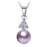 Freshwater Pearl Necklace 925 Sterling Silver Pendant Gift Box 8-9mm