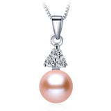 Freshwater Pearl Necklace 925 Sterling Silver Pendant Gift Box 8-9mm