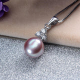 Freshwater Pearl Necklace 925 Sterling Silver Pendant Gift Box 8-9mm