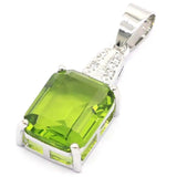 Gorgeous Green Peridot Pink Kunzite CZ Silver Pendant