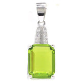 Gorgeous Green Peridot Pink Kunzite CZ Silver Pendant