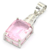 Gorgeous Green Peridot Pink Kunzite CZ Silver Pendant