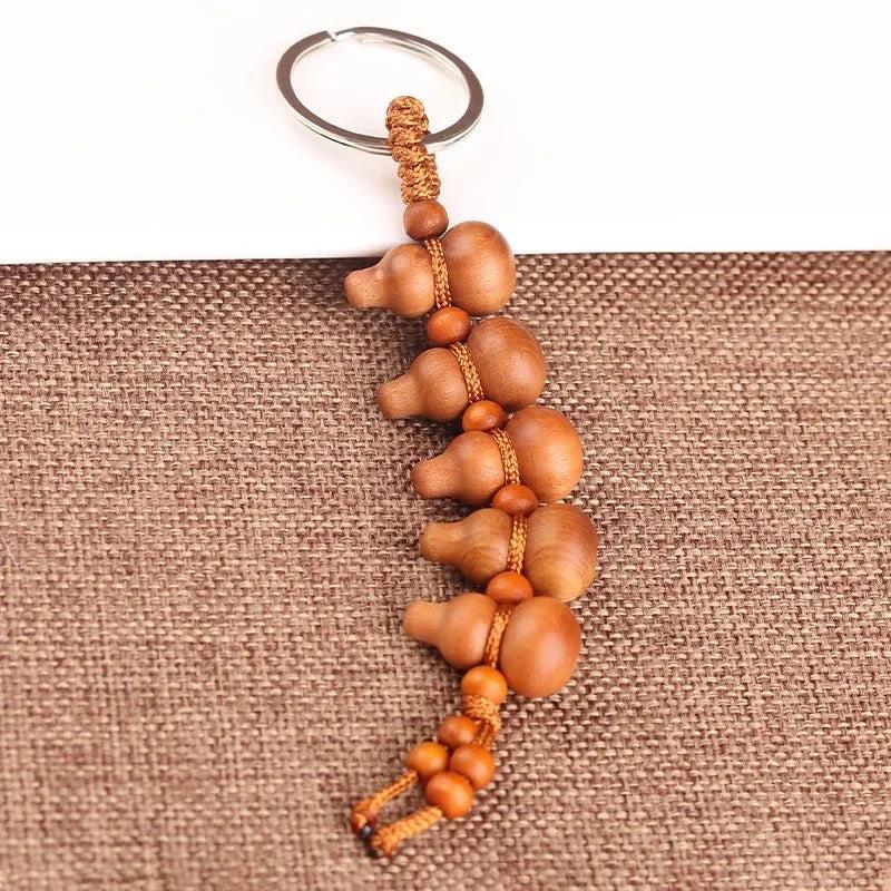 Peach Wood Gourd Car Charm Key Chain Chinese Amulet Pendant