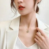 Vintage Hetian Jade Pendant 18K Chain Necklace Sapphire Choker