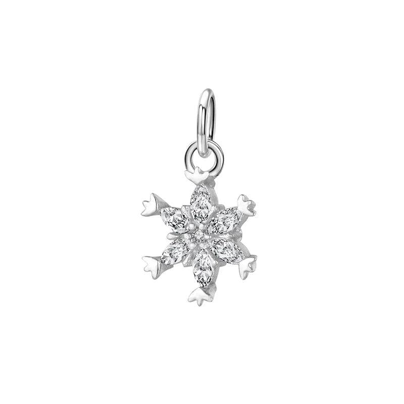 925 Sterling Silver Snowflake CZ Charm Pendant DIY Accessories