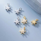 925 Sterling Silver Snowflake CZ Charm Pendant DIY Accessories