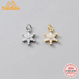 925 Sterling Silver Snowflake CZ Charm Pendant DIY Accessories
