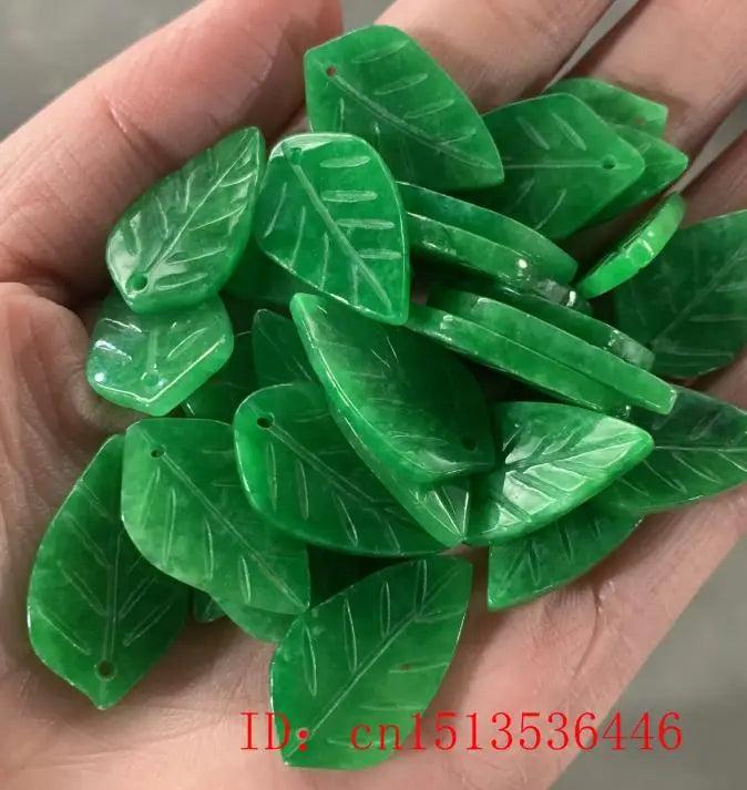 10pc Green Jade Leaf Beads DIY Bracelet Bangle Charm for Women