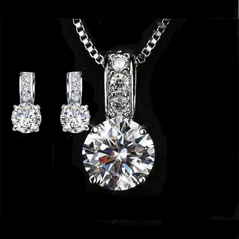 Cubic Zirconia 925 Silver Necklace Set for Women