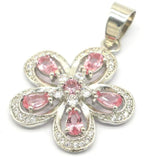 Lovely Pink Morganite Tanzanite CZ Women Silver Pendant