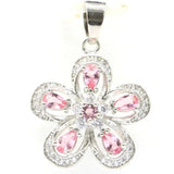 Lovely Pink Morganite Tanzanite CZ Women Silver Pendant