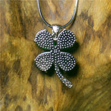 Green Chalcedony Four Leaf Clover Necklace for Woman