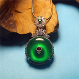 Green Chalcedony Inlaid Peace Buckle Necklace For Woman