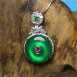 Green Chalcedony Inlaid Peace Buckle Necklace For Woman