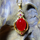 Red Green Agate Hollow Necklace, Silver Plated, Namour Charm Gift