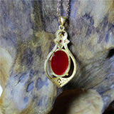 Red Green Agate Hollow Necklace, Silver Plated, Namour Charm Gift