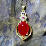 Red Green Agate Hollow Necklace, Silver Plated, Namour Charm Gift