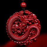 Cinnabar Jade Dragon Pixiu Pendant Necklace Chinese Healing Women Luck