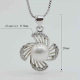 Freshwater Pearl Flower Pendant Necklace with Zirconia
