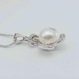 Freshwater Pearl Flower Pendant Necklace with Zirconia