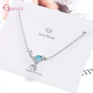 Sterling Silver Star Moon Pendant Necklace Wedding Party Jewelry