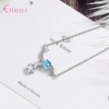 Sterling Silver Star Moon Pendant Necklace Wedding Party Jewelry