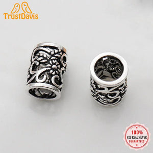 TrustDavis 925 Sterling Silver Flower Charm Beads for DIY Jewelry